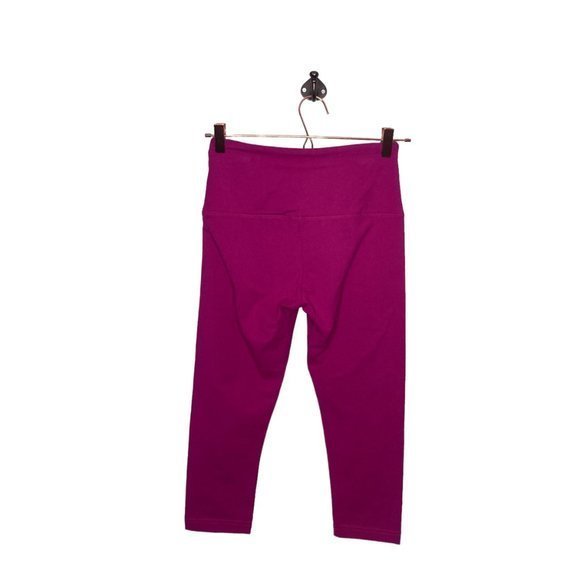 Lysse Small S Fuchsia Cotton Blend Tummy Control Crop Capri Leggings Made in USA - Picture 2 of 4